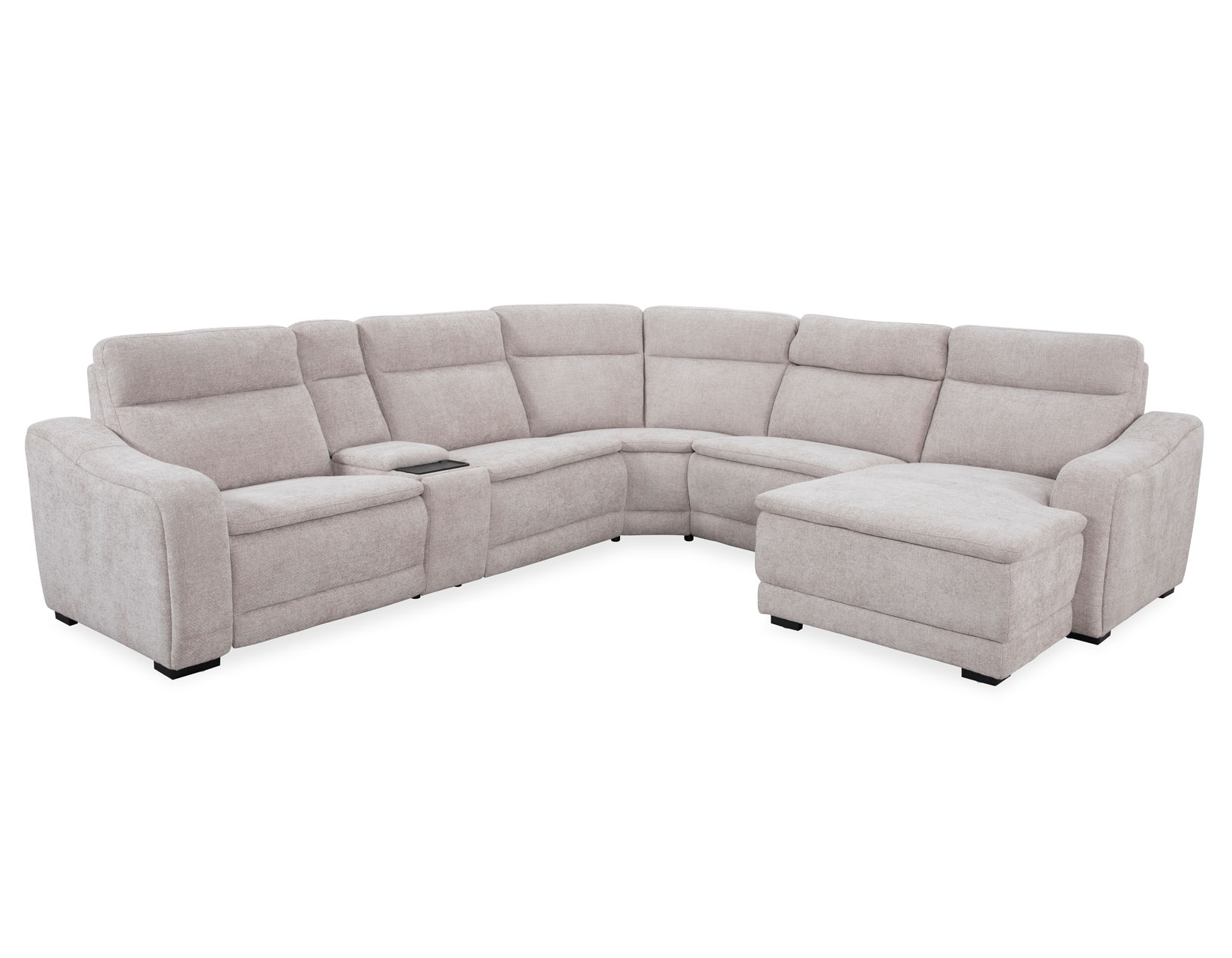 Conroe Dual-Power 7-Piece Reclining Sectional with Chaise, Cobblestone