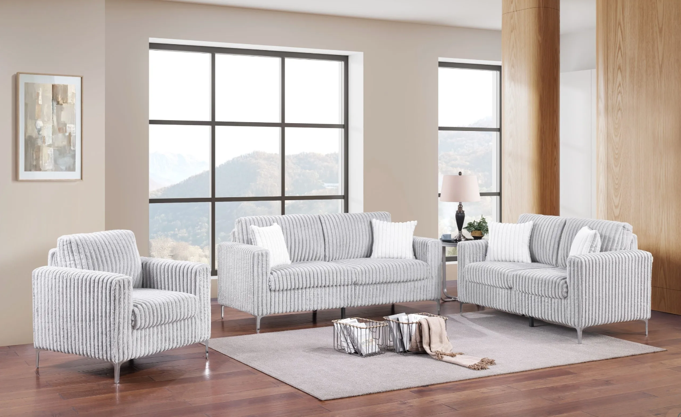 GREY LOVESEAT W/2 PILLOWS